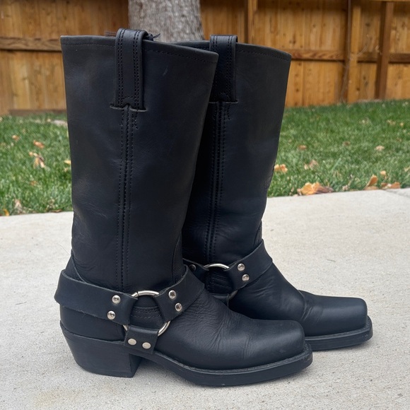 Frye Shoes - Frye Harness 12R Black Leather Boots